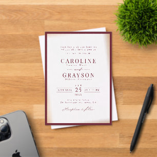 Burgundy Graceful Typography Classic Wedding Acrylic Invitations
