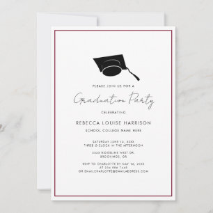 Burgundy Graduate Cap Simple 2026 Graduation Party Invitation