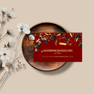 Burgundy Graduation Cap Grown School Collage Business Card