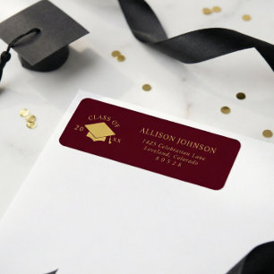 Burgundy Graduation Cap Return Address