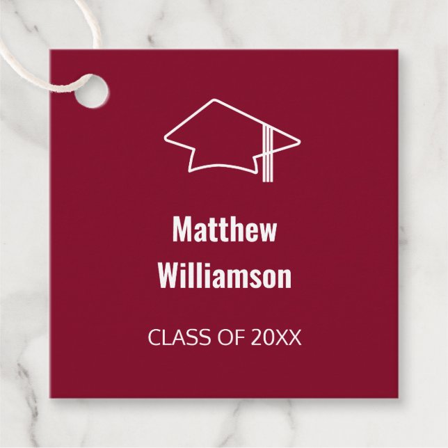 Burgundy Graduation Favour Tags (Front)