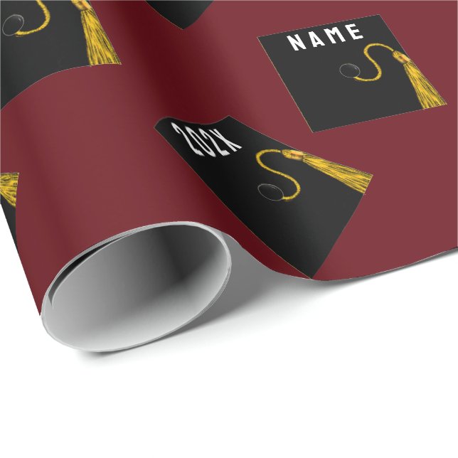 burgundy graduation gift wrapping paper (Roll Corner)