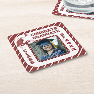 Burgundy Graduation Graduate School Party Coasters