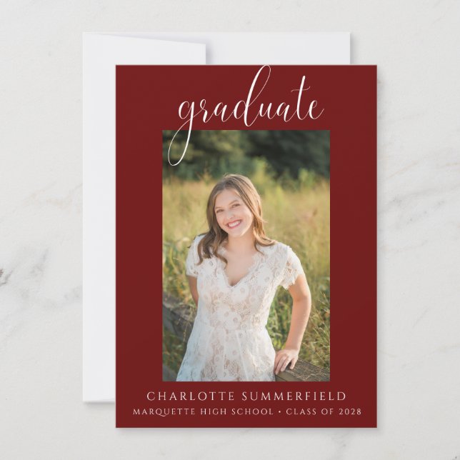Burgundy Graduation Party Invitation (Front)