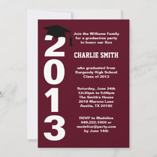 Burgundy Graduation Party Invitation Class of 2013