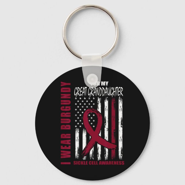Burgundy Great Granddaughter Sickle Cell Awareness Key Ring (Front)