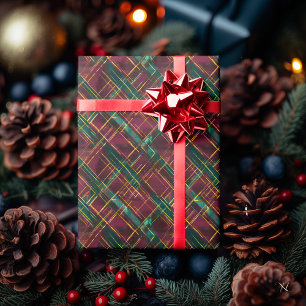 Burgundy, Green, and Yellow Abstract Plaid – Wrapping Paper