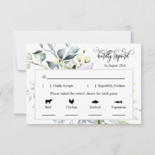 Burgundy Green Leaves Response Card 4 meal choice