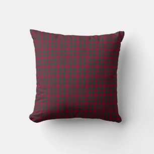 Burgundy Green Plaid Pattern Cushion