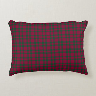 Burgundy Green Plaid Pattern Decorative Cushion