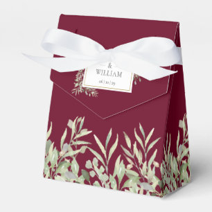 Burgundy Greenery Foliage Wedding Favour Box