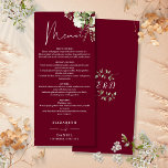 Burgundy Greenery Monogram Wedding Dinner Menu<br><div class="desc">This elegant burgundy floral botanical greenery leaves wedding menu can be personalized with your information in chic typography with your monogram initials on the reverse. Designed by Thisisnotme©</div>