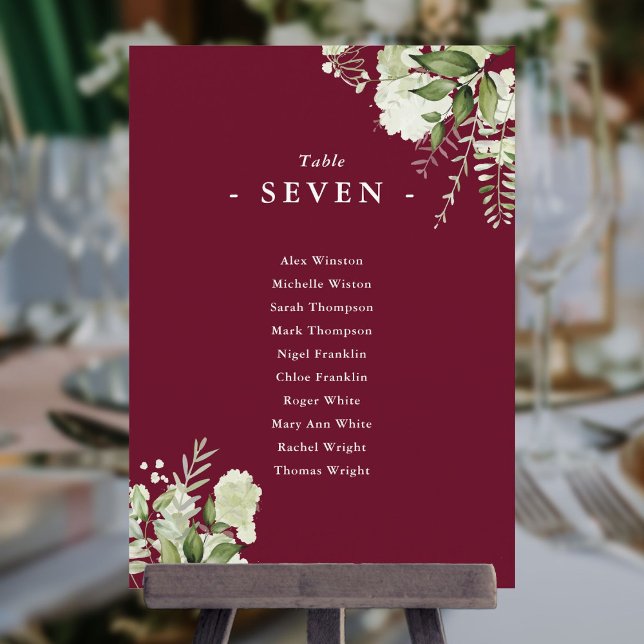 Burgundy Greenery Seating Plan Table Number (Burgundy Greenery Seating Plan Table Number)