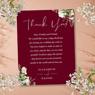 Burgundy Greenery Thank You Wedding Place Card