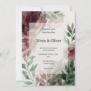 Burgundy Greenery Wedding Invitation