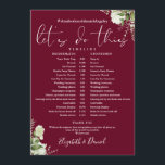 Burgundy Greenery Wedding Schedule Timeline Programme<br><div class="desc">This stylish burgundy greenery wedding schedule-timeline can be personalized with your wedding details in chic typography. Designed by Thisisnotme©</div>