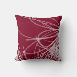Burgundy & Grey Abstract Ribbon Design Cushion