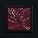 Burgundy & Grey Abstract Ribbons Gift Box<br><div class="desc">Burgundy and grey gift box features an artistic abstract ribbon composition with shades of burgundy wine maroon and grey with white accents on a burgundy wine coloured background.</div>