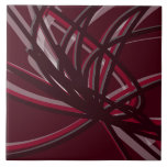 Burgundy & Grey Abstract Ribbons | Large Tile<br><div class="desc">Burgundy and grey tile features an artistic abstract ribbon composition with shades of burgundy wine maroon and grey with white accents on a burgundy wine coloured background.</div>