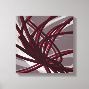 Burgundy & Grey Abstract Ribbons   Shadows & Light Canvas Print
