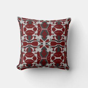 Burgundy Grey Black Regal Ornate Large Mosaics Cushion