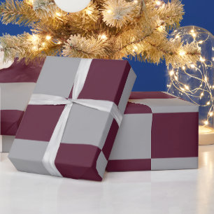 Burgundy & Grey Chequered Wrapping Paper