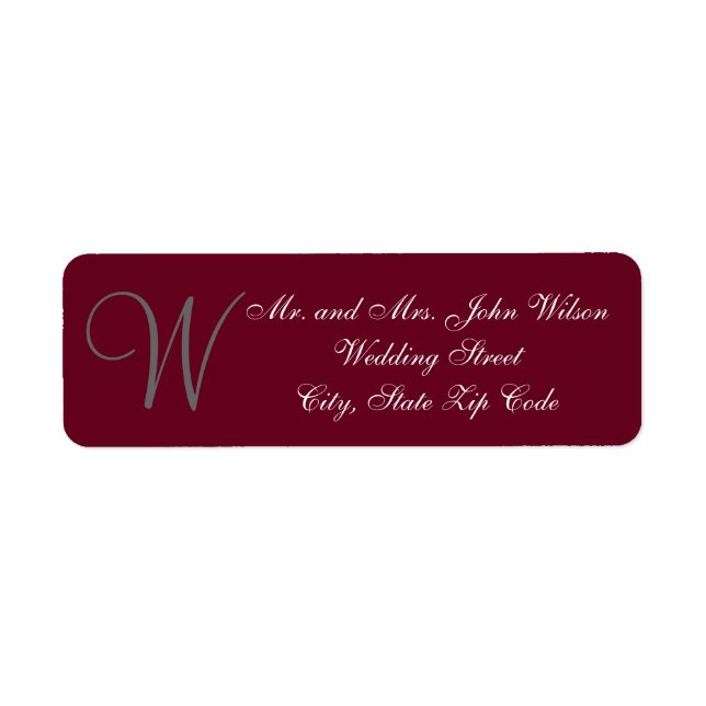 Burgundy Grey Elegant Monogram Formal Wedding (Front)