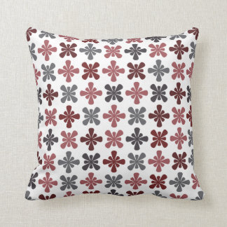 Burgundy Grey Maroon Abstract Flower Pattern Cushion