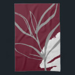 Burgundy & Grey Minimalist Watercolor Leaves Tea Towel<br><div class="desc">Modern kitchen towel features minimalist artistic watercolor botanical design in a burgundy and grey colour palette. This artistic composition is constructed from a simple illustration of organic leaves with a simple watercolor Memphis style design element. Add a touch of modern style to your kitchen with this simple stylish kitchen towel....</div>