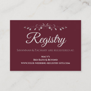 Burgundy & Grey Wedding Registry Enclosure Card
