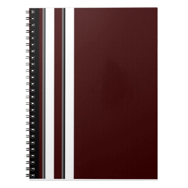 Burgundy/Grey & White Stripes Notebook (Front)