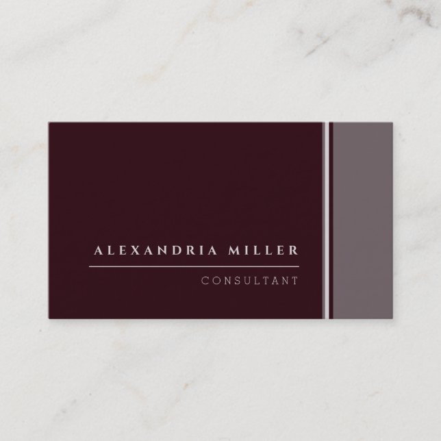 Burgundy & Grey with Stripes | Professional Business Card (Front)