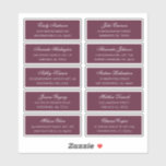 Burgundy guests names and address. Shipping labels<br><div class="desc">Burgundy shipping address sticker for each guest.</div>