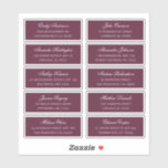 Burgundy guests names and address. Shipping labels<br><div class="desc">Burgundy shipping address sticker for each guest.</div>