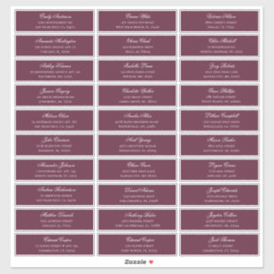 Burgundy guests names and address. Shipping labels