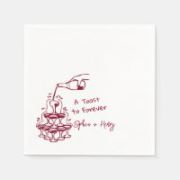 Burgundy Hand Drawn Champagne Glass Tower Wedding