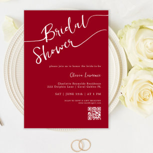 Burgundy Handwritten Script Bridal Shower Invitati Invitation
