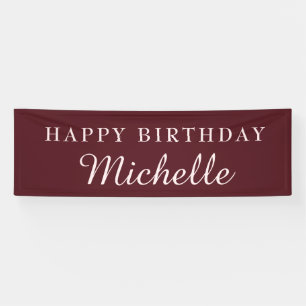 Burgundy Happy Birthday Name Banner