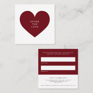 Burgundy Heart Minimalist Share the Love Referral Card