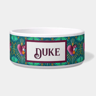 Burgundy heart with flowers and golden rays