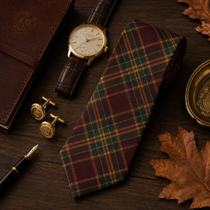 Burgundy Heritage Plaid Old Money Tartan Tie