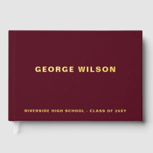 Burgundy High School Grad Party Graduation Guest Book