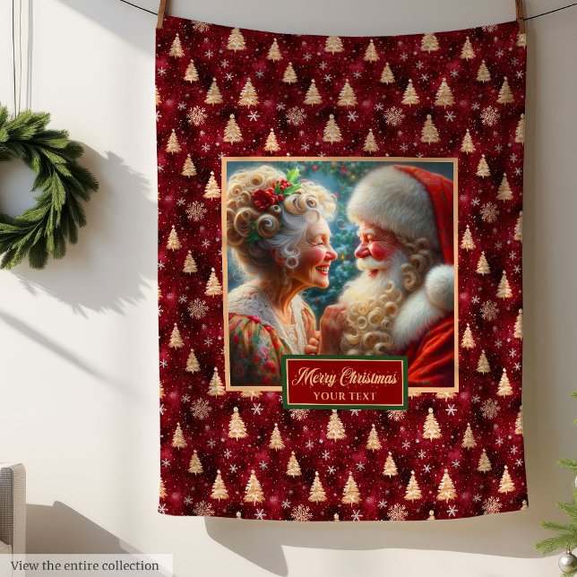 Burgundy Holiday Blanket Christmas Santa Claus (Burgundy Holiday Blanket Christmas Santa Claus)