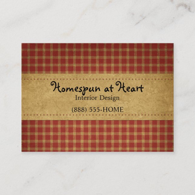 Burgundy Homespun Crafty Business Card (Front)