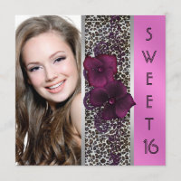 Burgundy Hot Pink Leopard Photo Sweet Sixteen