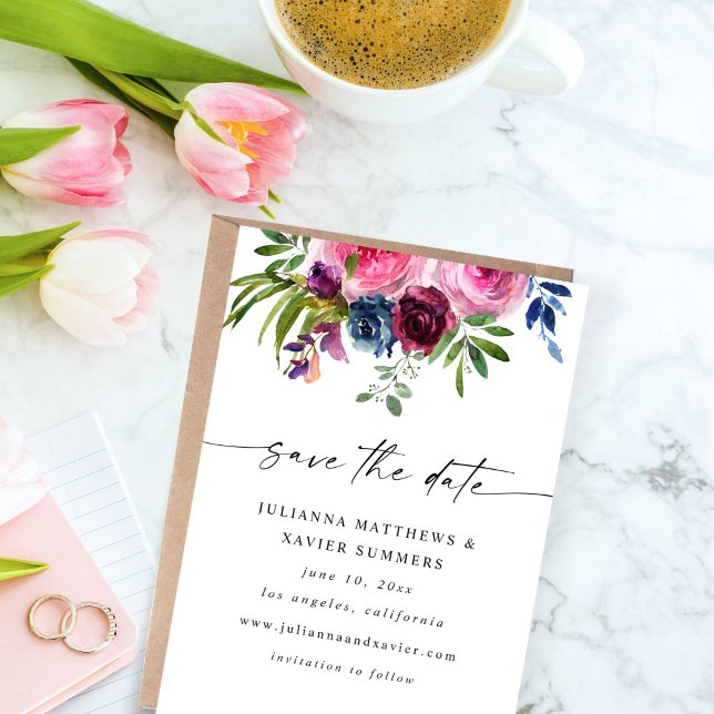 Burgundy Hot Pink & Navy Blue Save the Date V3 (Creator Uploaded)