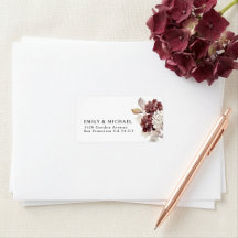 Burgundy Hydrangea Fall Wedding Return Address