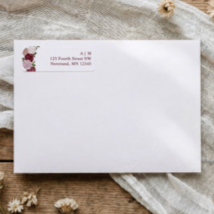 Burgundy Hydrangea Floral Wedding Return Address