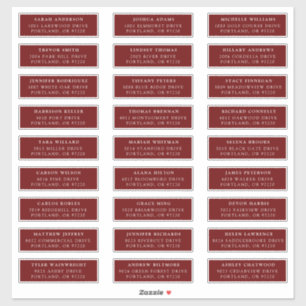 Burgundy   Individual Guest Address Labels