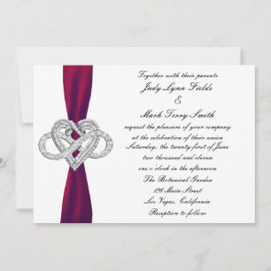 Burgundy Infinity Heart Wedding Invitation